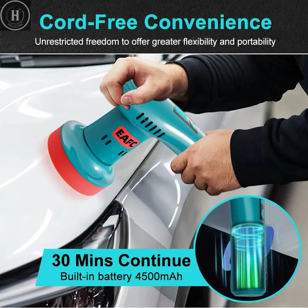 Handheld Wireless Car Paint Waxing and Polishing Machine Cordless Car Polisher 3Speed Automobile Polishing Sealing Glaze Machine HALALZEN