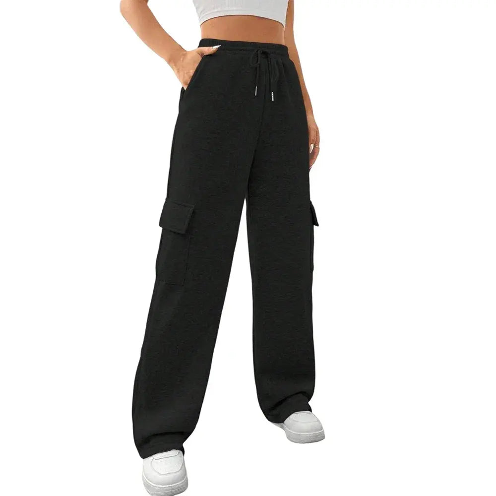 Women Running Cargo Sweatpants Fall Straight Baggy Wide Leg Lounge Pants Casual Workout Joggers Pants with Pockets Halalzen UK