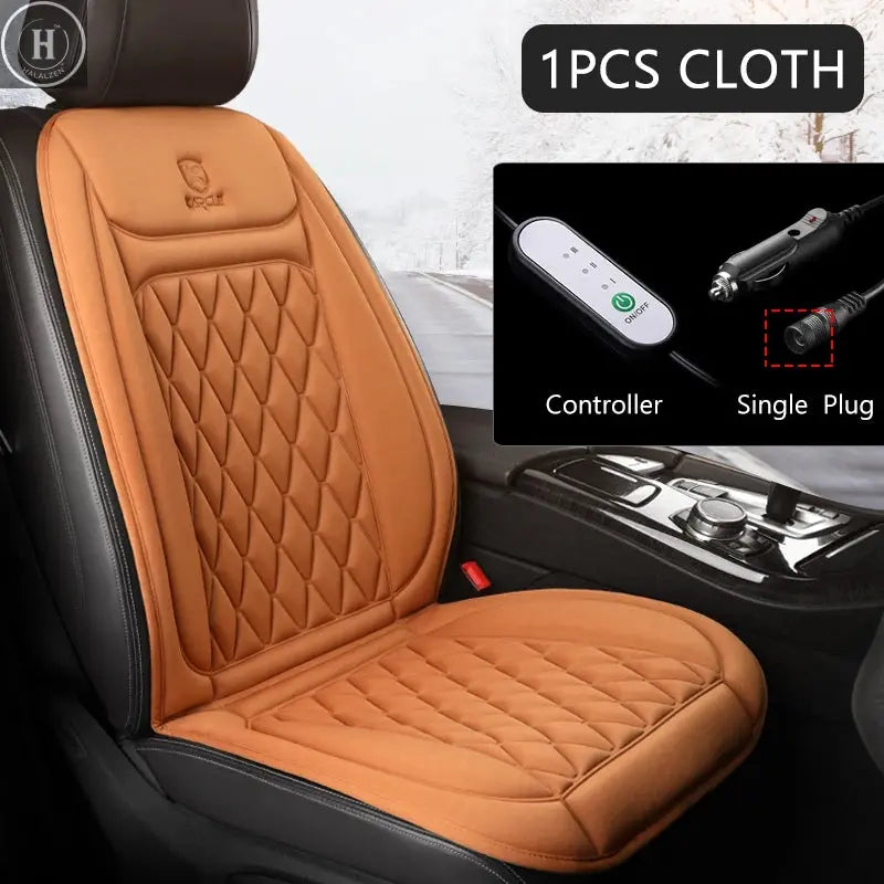 12V Heated Car Seat Cushion Cloth/Flannel Car Seat Heater Winter Warmer Seat Heating Car Accessories Heating Pads Set Universal HALALZEN