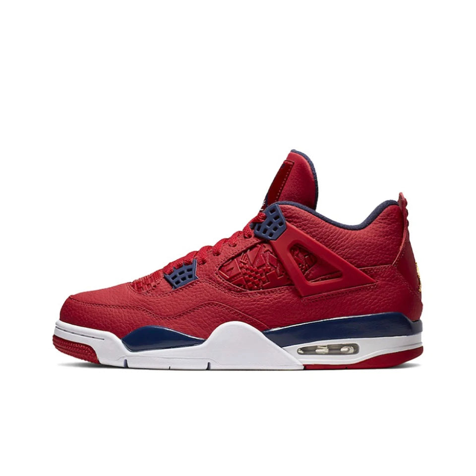 Original Air Jordan 4 "Tattoo" Comfortable Retro Basketball Shoes Men's White and Black and Red Sneakers BQ0897-006