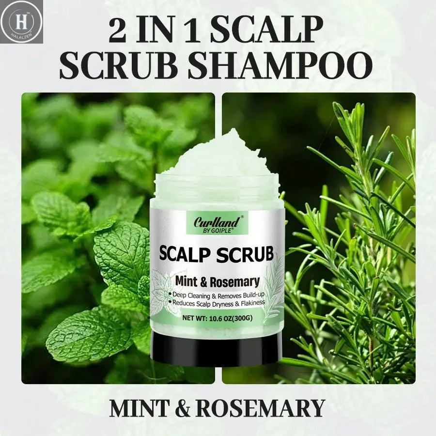 Scalp Scrub Mint & Rosemary Deep Clean Removes Build-up Moisturize Cool Soothe Hair Scalp or Exfoliating Scrub Silicone Massager HALALZEN
