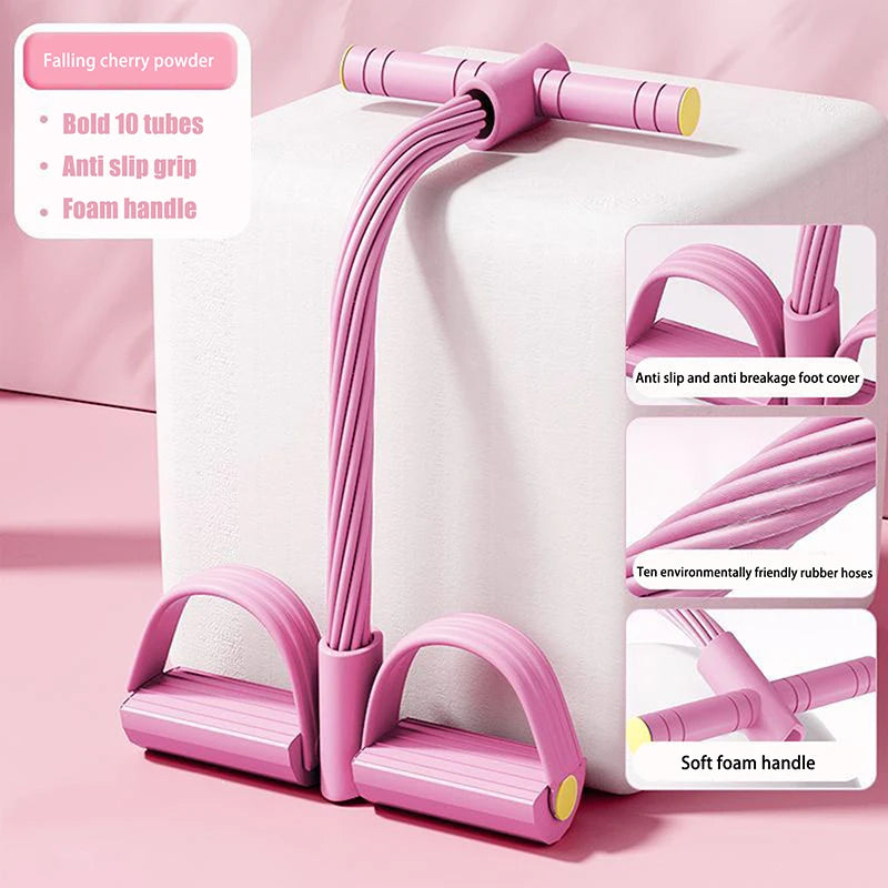 10-Tube Yoga Pedal Puller Woman Resistance Bands Abdomen Waist Arm Training Elastic Pull Rope Fitness Equipment