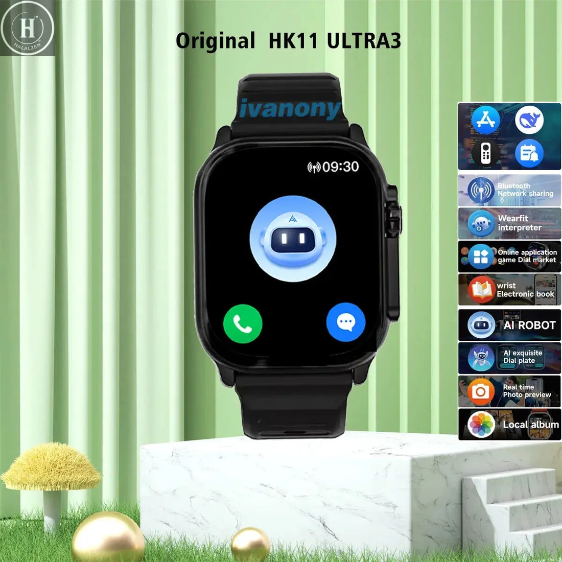 Smart Watch HK11 Ultra3 Schedule Reminder Support TWS Earphone Connect Network Sharing AI Robot Offline Voice Wake up Smartwatch HALALZEN