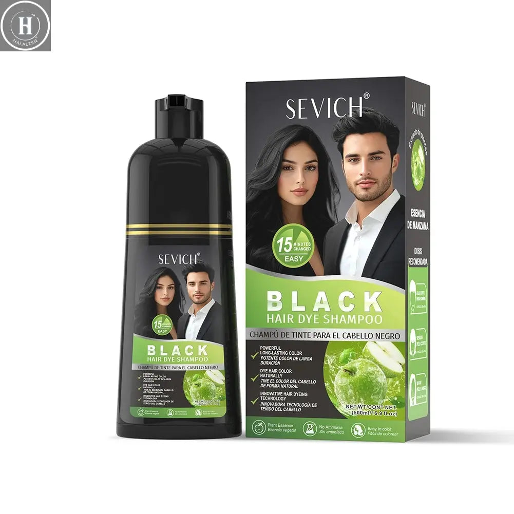 500ml Black Dyed Shampoo Instant Dye Covers Natural Gray Hair Shampoo Black Hair Dye Herbal Ginseng Ginger White Hair Dyed Black HALALZEN