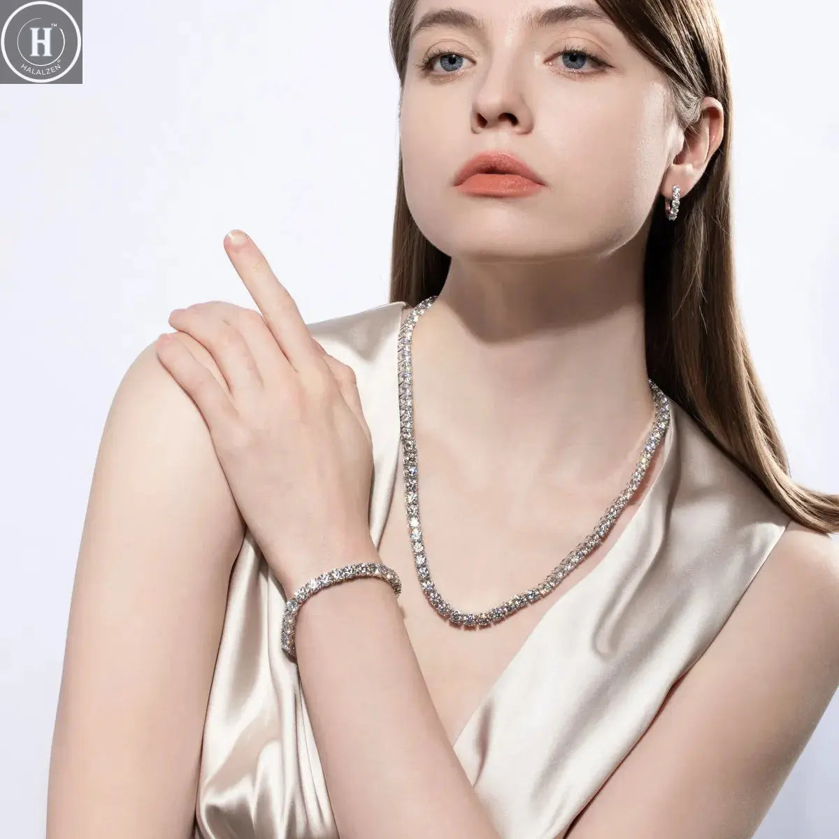 AnuJewel 3mm/4mm/5mm/6.5mm D Color Moissanite Diamond Tennis Bracelet 925 Sterling Silver Wedding Bracelets for Woman&Men HALALZEN