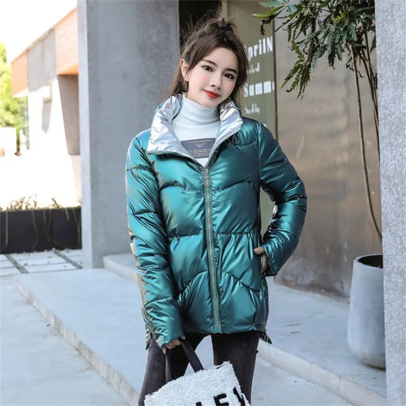 2022 New Winter Jacket Women Parkas Glossy Warm Thicken Coat Female Cotton Padded Parka Waterproof Outwear Loose Snow Jacket