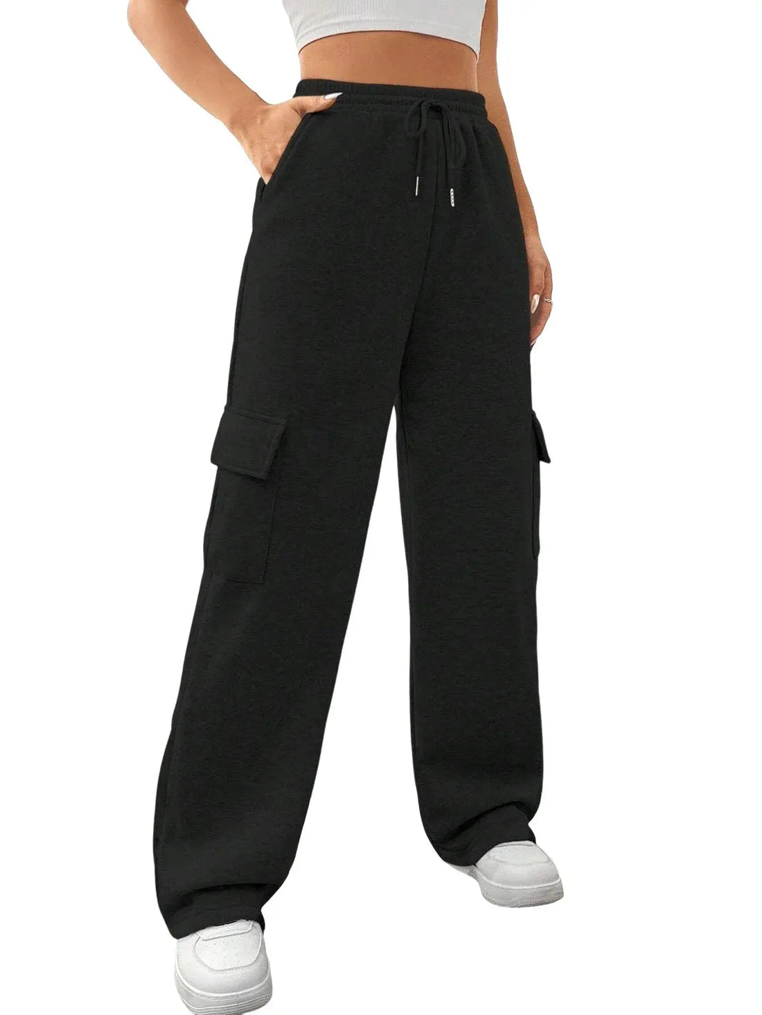Women Running Cargo Sweatpants Fall Straight Baggy Wide Leg Lounge Pants Casual Workout Joggers Pants with Pockets Halalzen UK