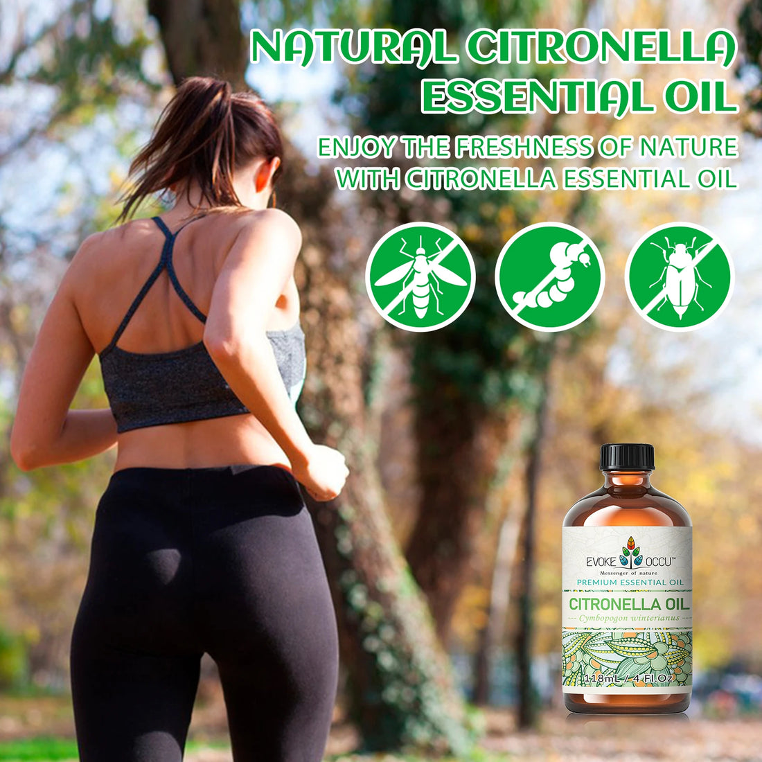 EVOKE OCCU Citronella Essential Oils, 118ML/4 Fl.Oz. Undiluted Oil for Cleaning, Air Freshening, Diffuer, Humidifier, Purifier