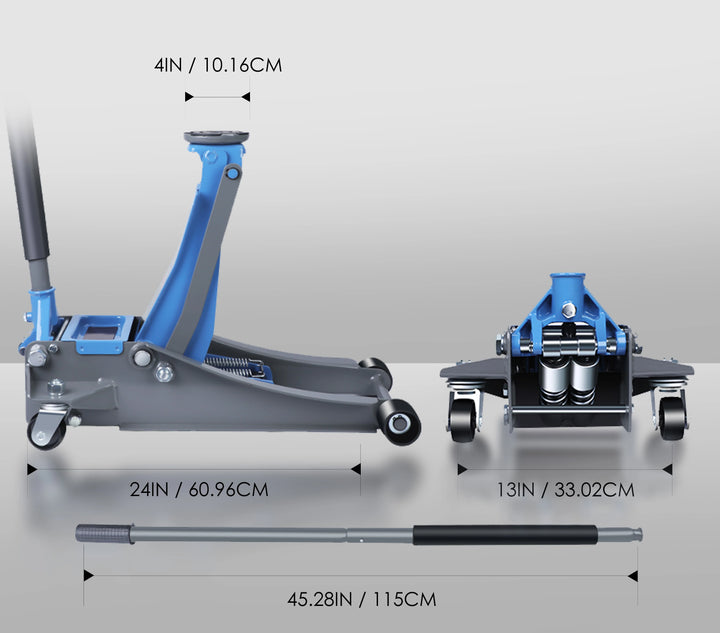 2.9 Ton Low Profile Floor Jack,Hydraulic Aluminium Steel Car Jack,Provide Stable Support,Lifting Range3.15-18.31"