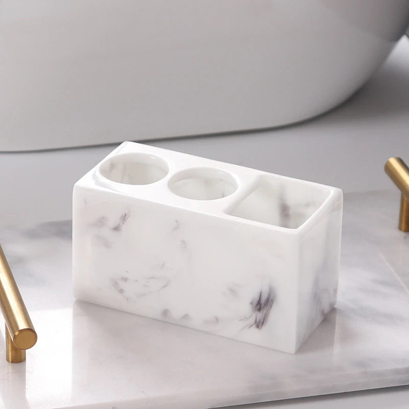 Marble Pattern Resin Toothbrush Rack