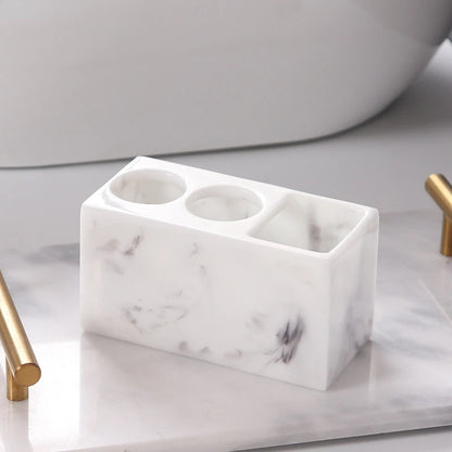 Marble Pattern Resin Toothbrush Rack