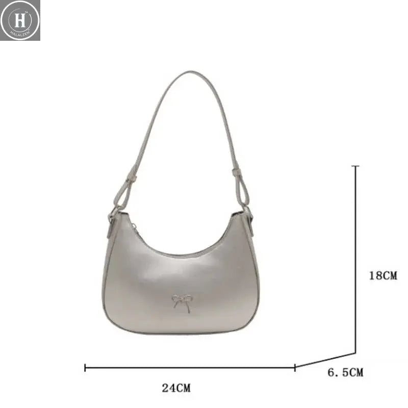 Bowknot Armpit Bag Korean Underarm Bag Luxury PU Leather Y2K Handbag Girls Shoulder Bag Clutch Purse Bolsa Feminina 2026 HALALZEN