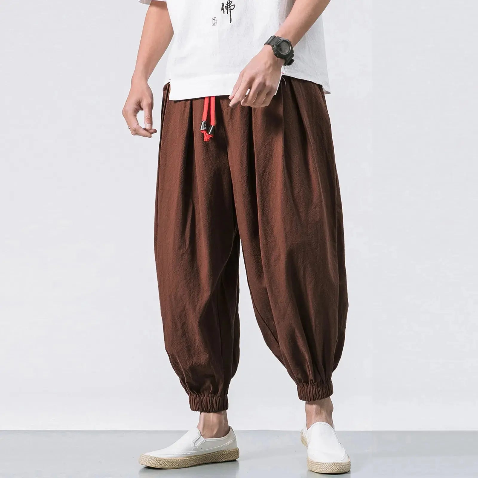 New Oversize Men Loose Harem Pants Autumn Chinese Linen Overweight Sweatpants High Quality Casual Brand Trousers Male Halalzen UK