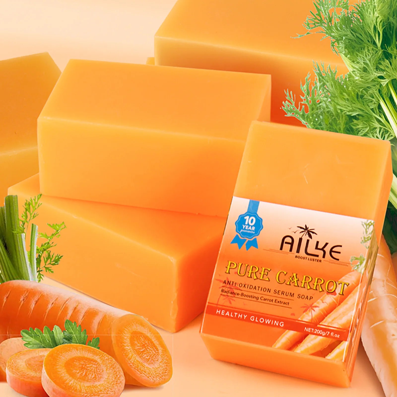 AILKE Pure Natural Carrot Anti-Oxidation Serum Soap, Whitening Soap Bar for All Skin Types, Cleaning Stains, With Vitamin C