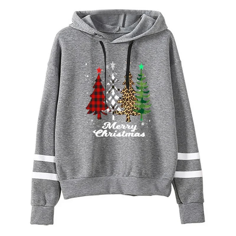 Women's Hoodie Sweatshirt Christmas Print Color Block Cross-Border Fleece Thickened Capri Pants Casual Streetwear
