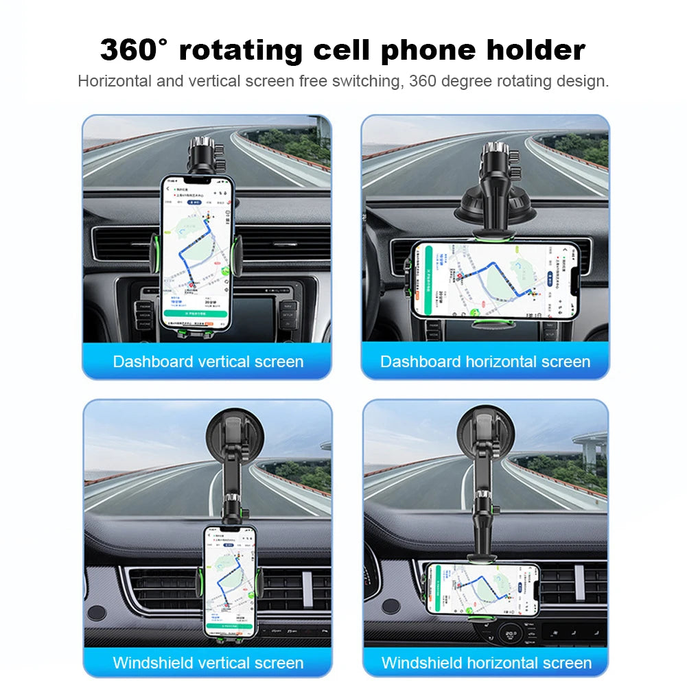 Air Vent Phone Mount Flexible Long Arm 360 Degree Rotating Phone Clip Bracket Hands Free Dashboard Phone Holder for 4.7-7.2 Inch