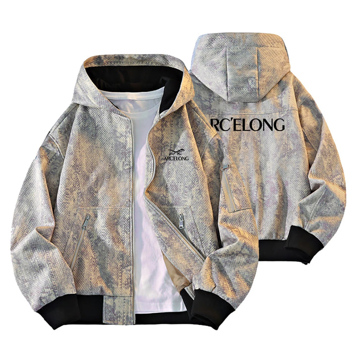 New High-quality Tie Dye Men's Multi Pocket Hooded Jacket For Spring and Autumn, Fashionable Casual Sports Commuting Top M-8XL