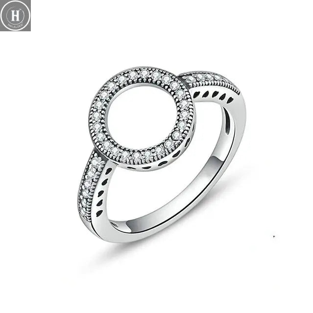 Hot Sale Original 925 Sterling Silver Women Finger Rings for Women Silver Love Heart Rhomboid Moon Star Luxury Jewelry Trinkets HALALZEN