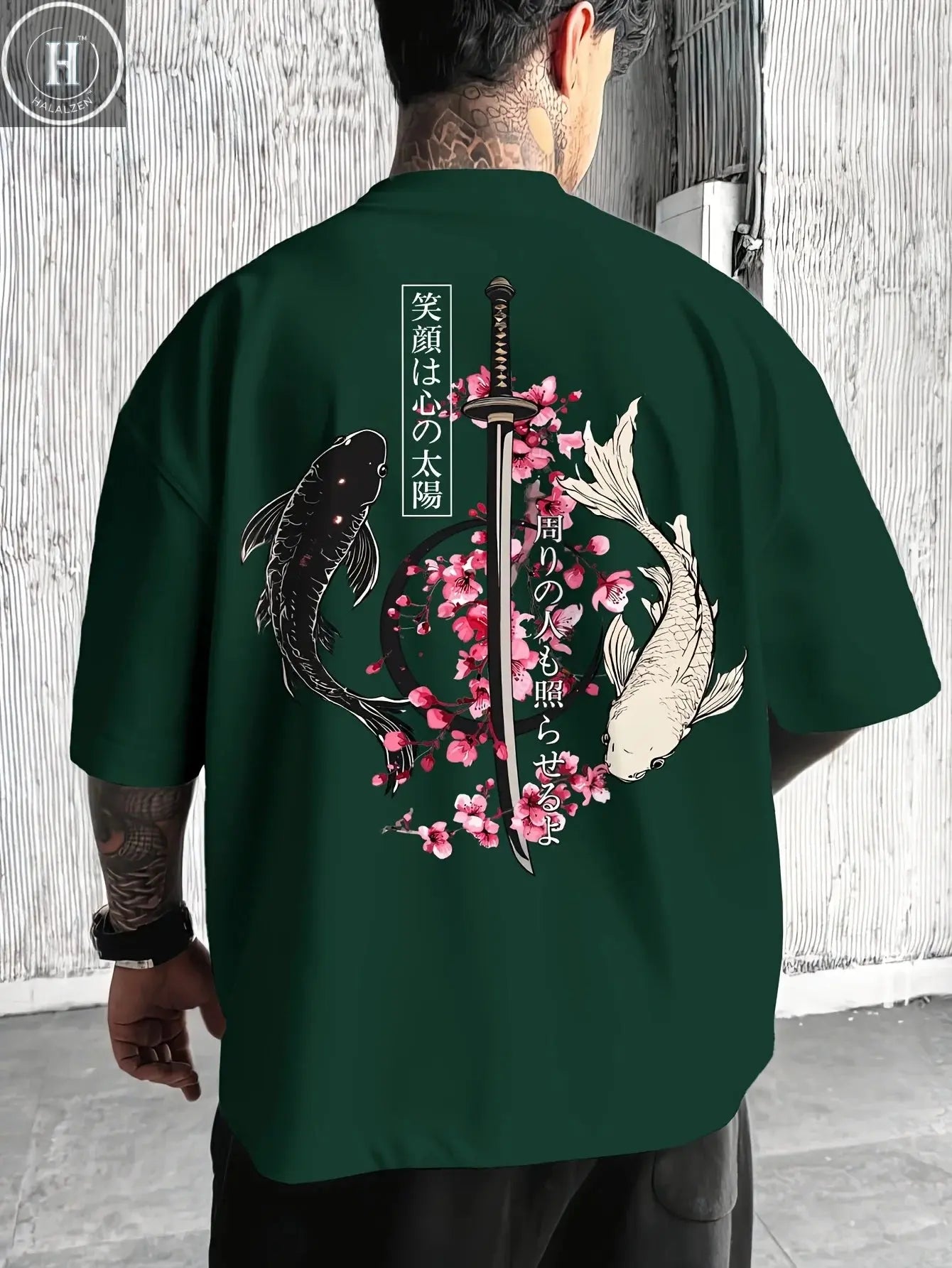 Japanese Cherry Blossom Print 100% Cotton Men Woment T-shirt Summer Autumn Daily Outdoor Sports Casual Loose Street Short-sleeve HALALZEN