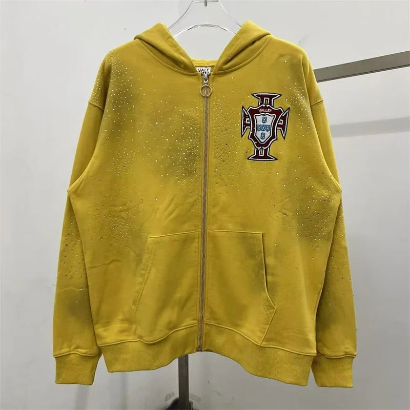 Black Washed VALLEY Zipper Jackets Men Women 1:1 Best Quality Oversized Vale Embroidered Logo Jackets