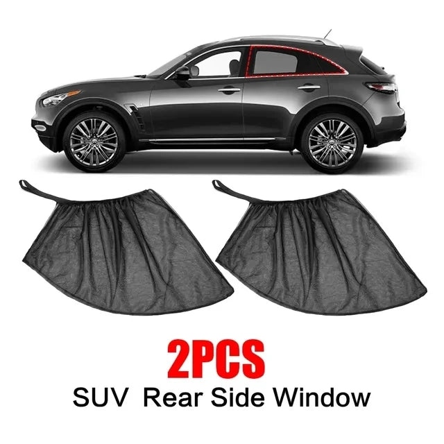 2pcs Car Rear Side Window Sunshade UV Protect Shield Mesh Prevent Mosquito Sunshine Privacy Protection Foldable Curtain