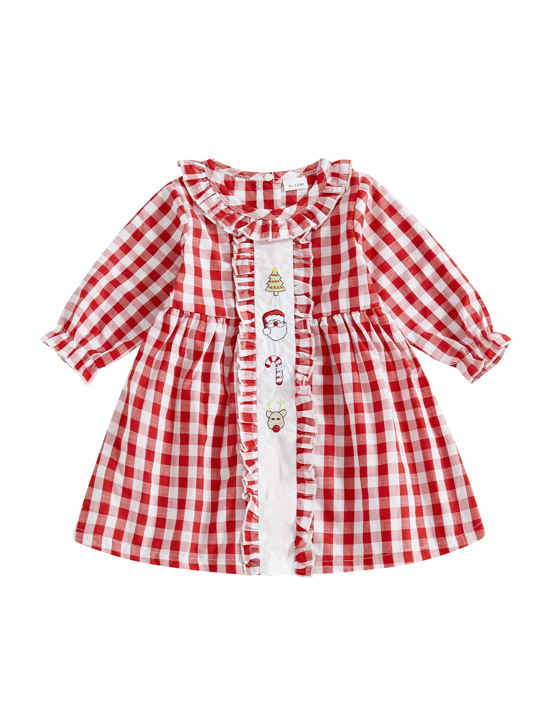 Infant Baby Boy Christmas Outfit Red Plaid Romper Long Sleeve Jumpsuit with Santa Claus Embroidery and Hat