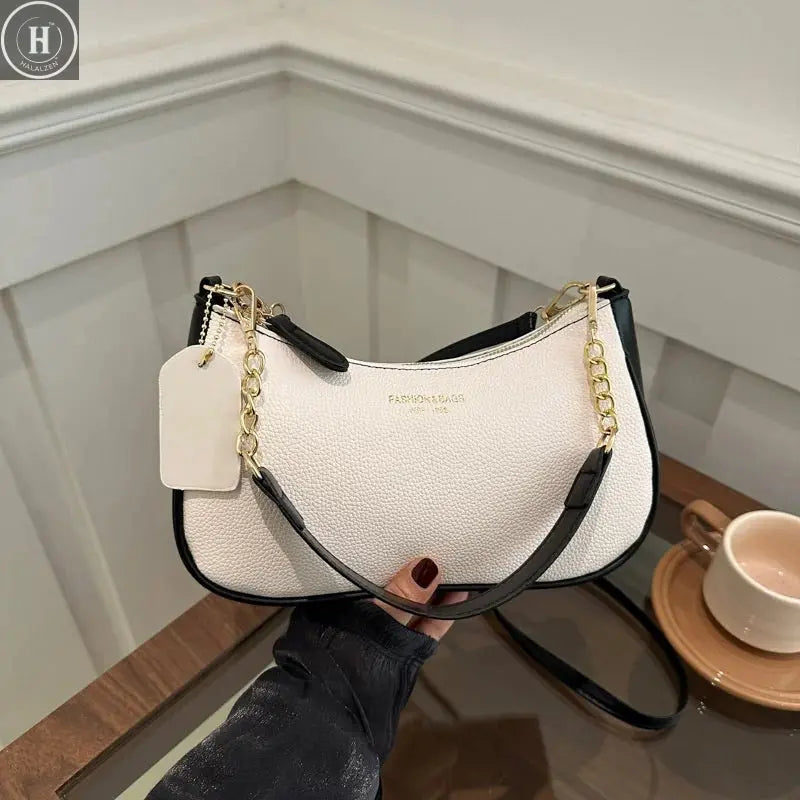 Cherry Pendant Crossbody Bag for Women PU Leather Crescent Bag Adjustable Strap Underarm Bag Closure Handbag for Work Travel HALALZEN