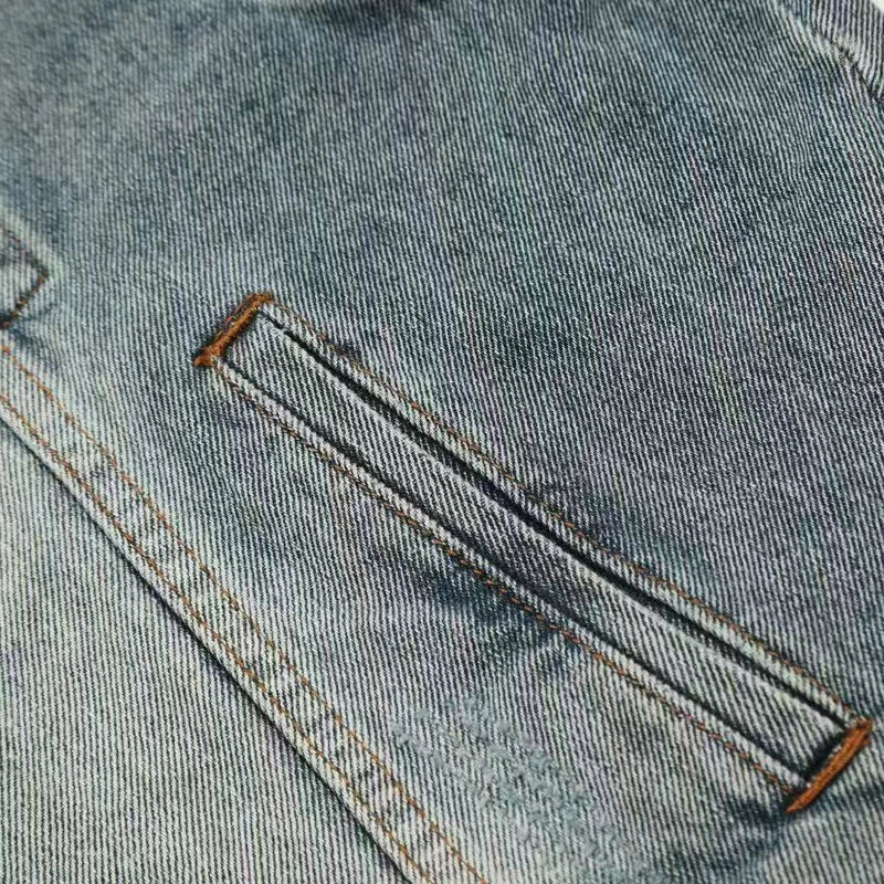 Men's Streetwear Kanye West Denim Jacket New Rapper Hip Hop Style Jean Clothing 2025 Fashion Trend Retro Do Old Ripped Coats