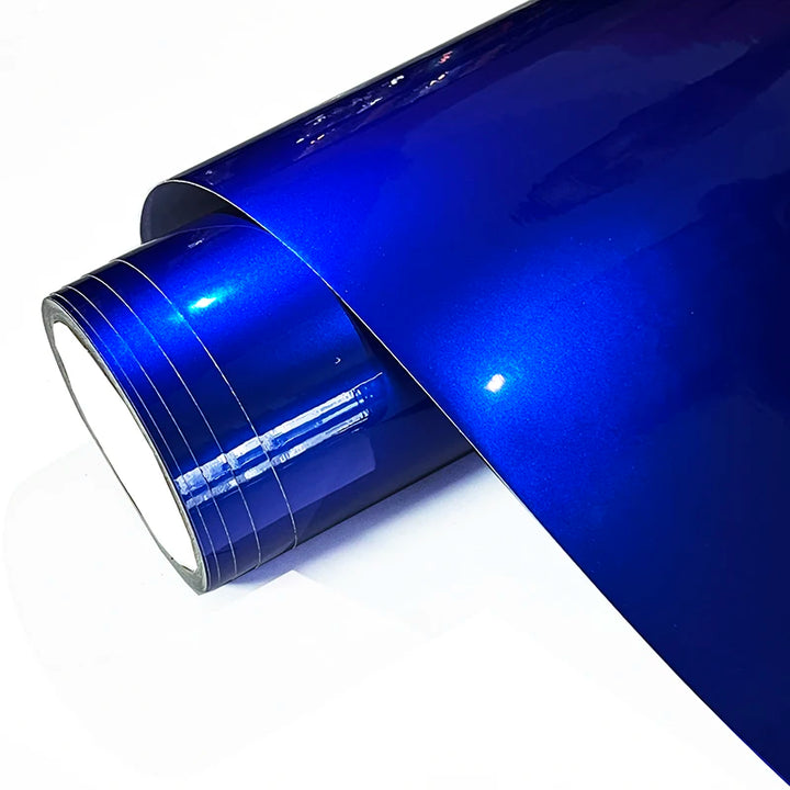 Ultra Glossy Blue Metallic Vinyl Wrap Film Roll With Air Release Self Adhesive Car Wrapping Motorcycle DIY Decal Sticker