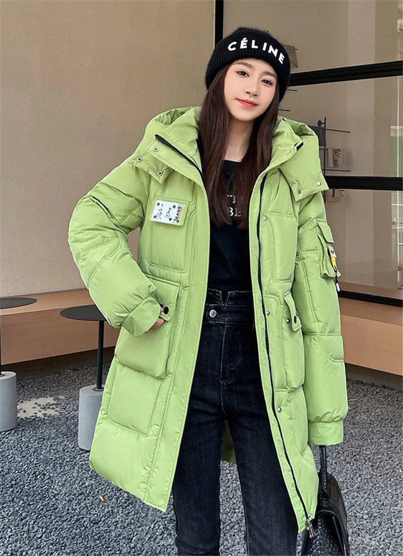 2023 New Women's Jacket Winter Parka Down Cotton Jackets Casual Long Coat Loose Thick Warm Hooded Parkas Waterproof Outwear