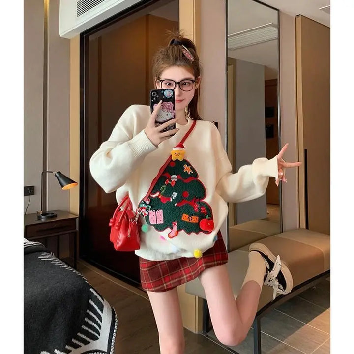 Lazy Atmosphere Sweater for Women Christmas Tree Clothes Autumn and Winter Fashion Design Sweater Top