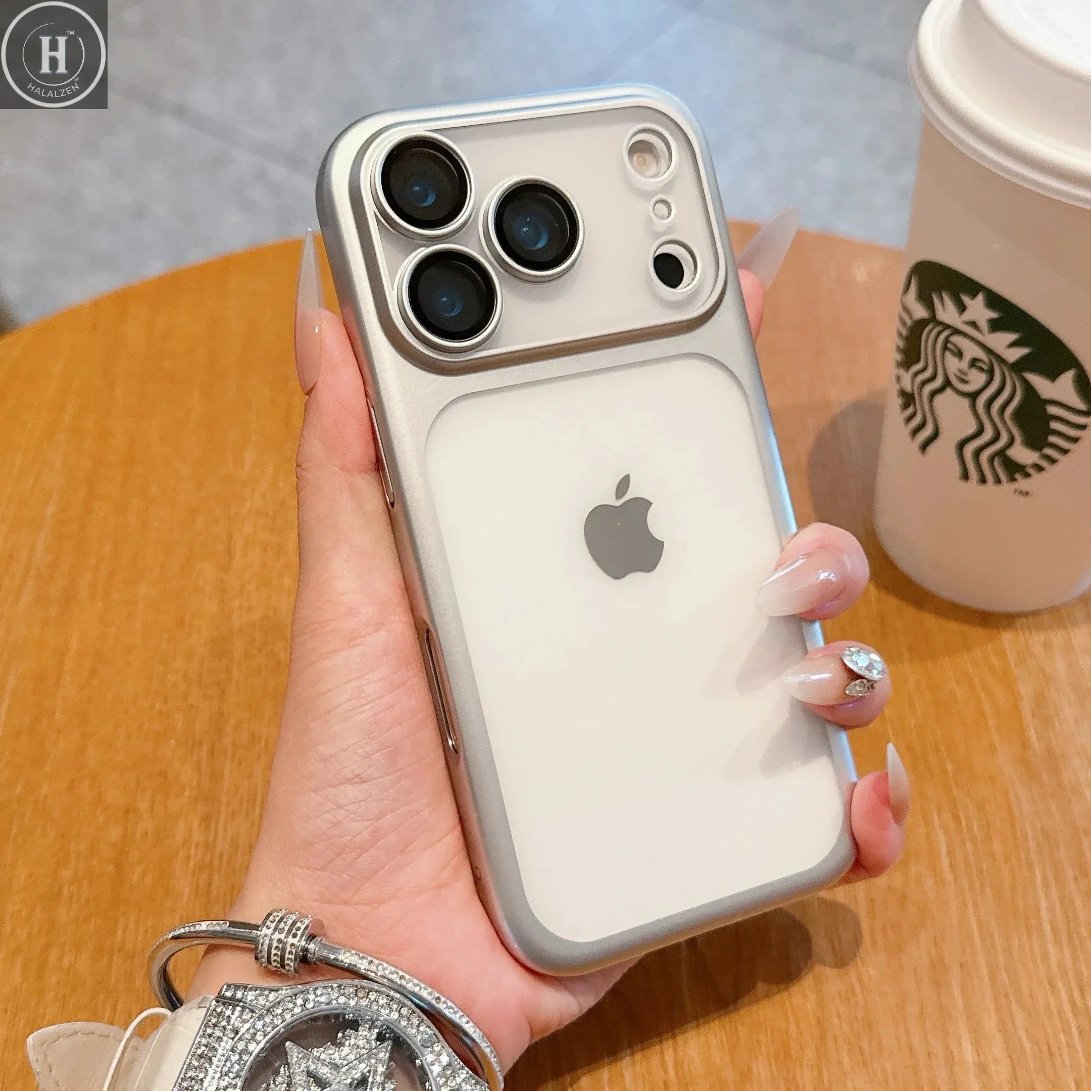 Matte Transparent Phone Case For iPhone 17 Pro Max 17 Pro Plating Frame Lens Film Protection Anti-fall PC Hard Clear Phone Cover Halalzen UK