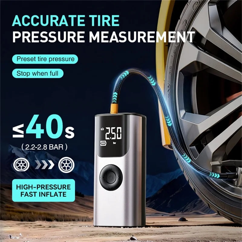 car jump starter 150PSI Portable Charger with Smart Digital Display, Suitable for Cars, Motorcycles, and Bicycles