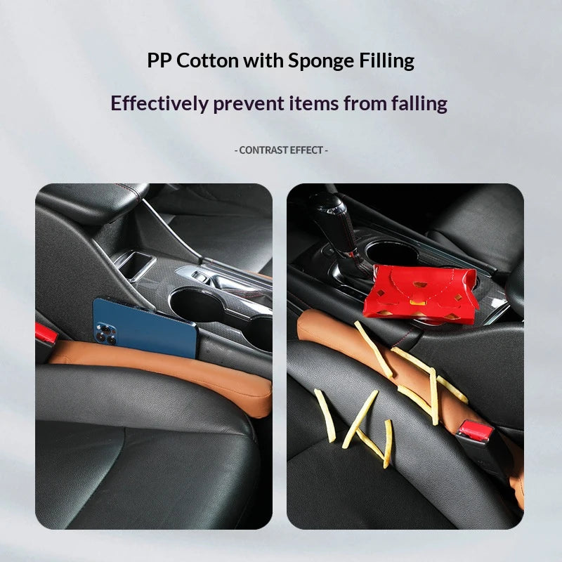 Car Seat Side Gap Filler with Leather Material - Leakproof Seam Filling Strip, Vehicle Interior Mouldings Decoration Accessories