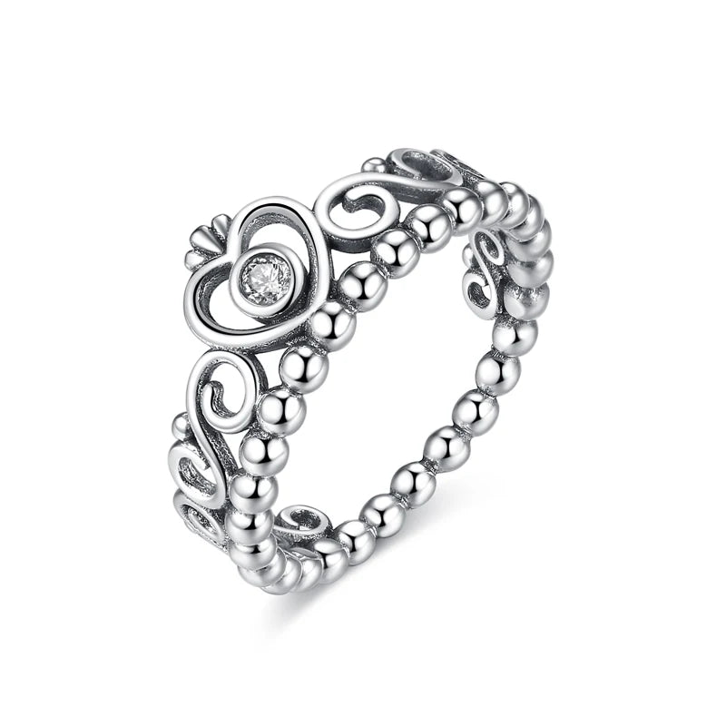 Original 925 Sterling Silver Ring Love Heart Wishbone Moon Sun Rings Crystal Rose Gold For Women Wedding Gift Luxury Jewelry