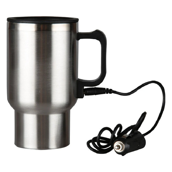 450ml Car Heating Cup Stainless Steel Travel Electric Kettle 12V Car Heated Mug for Heating Water Coffee Milk Tea