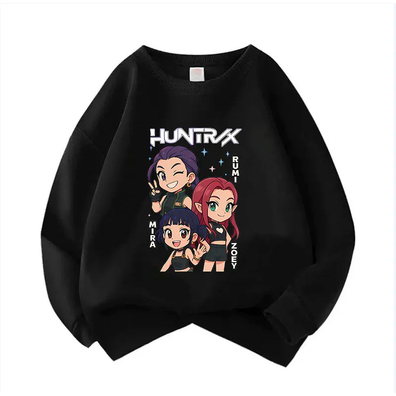 KPop Demon Hunters HUNTRIX Pirnt Hoodie Autumn Long Sleeve Tops Women's Clothing Sweatshirts