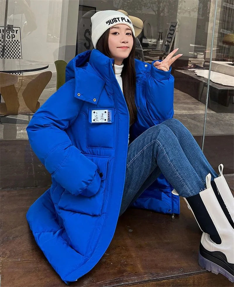 2023 New Women's Jacket Winter Parka Down Cotton Jackets Casual Long Coat Loose Thick Warm Hooded Parkas Waterproof Outwear