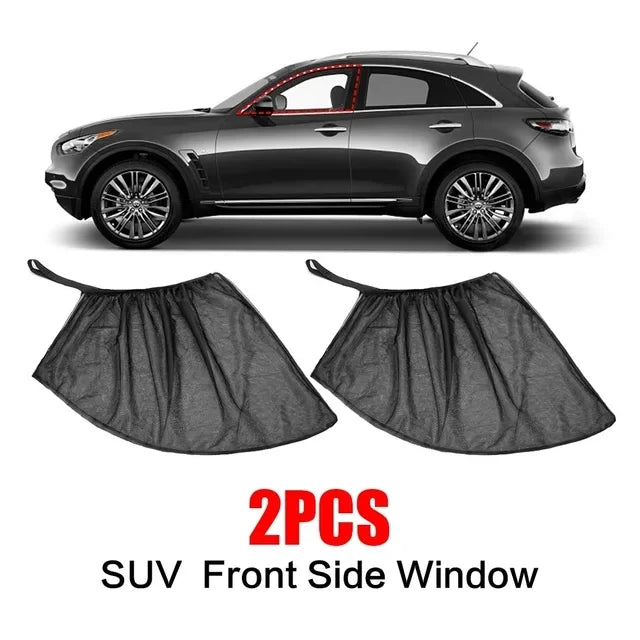 2pcs Car Rear Side Window Sunshade UV Protect Shield Mesh Prevent Mosquito Sunshine Privacy Protection Foldable Curtain