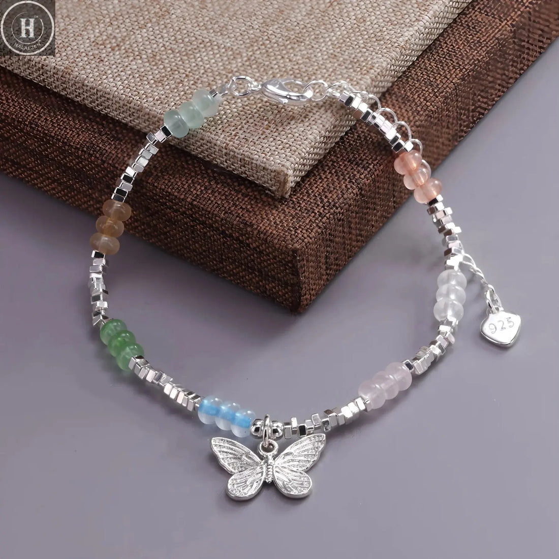 VENTFILLE 925 Sterling Silver Butterfly Bracelet for Girl Bead String Design Insect Fashion Versatile Jewelry Gift Dropshipping HALALZEN