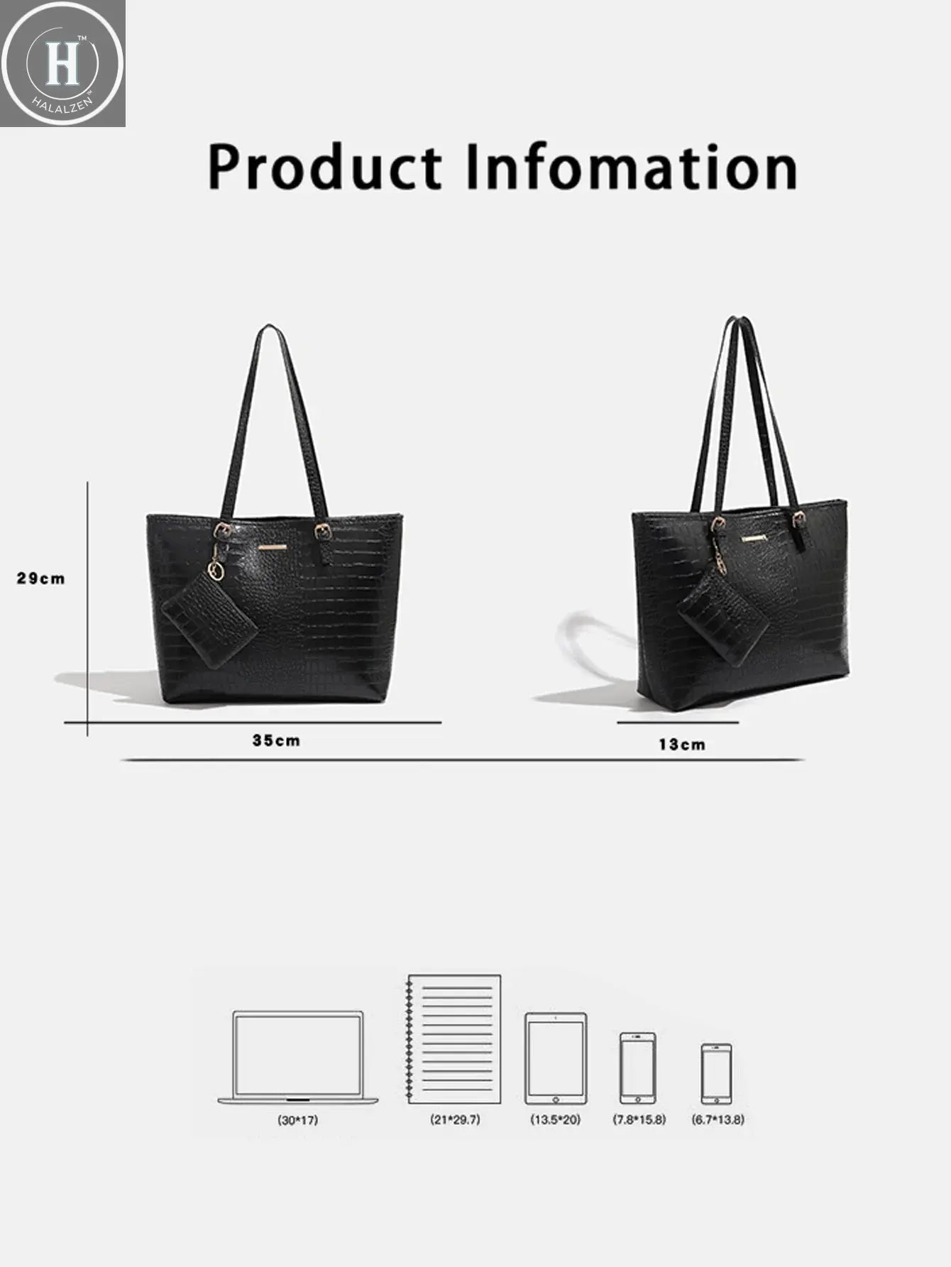 2024 Premium Handbag with Crocodile Pattern Commuting Shoulder Bag Large Capacity Tote Bag Fashion Women's Bag HALALZEN
