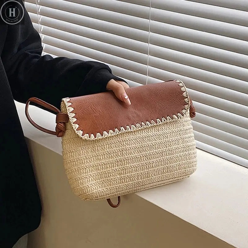 Casual Straw Saddle Crossbody Shoulder Bags Women Summer Messenger Bag Rattan Beach Bags Lady Travel Purses and Handbags Bolsa HALALZEN