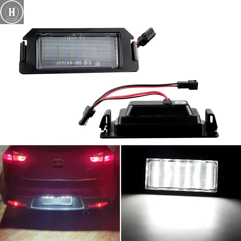 2Pcs For Hyundai I10 I20 Ioniq Veloster Genesis Coupe Tiburon Kia Rio Soul Picanto NO Error LED Number License Plate Light Lamps HALALZEN
