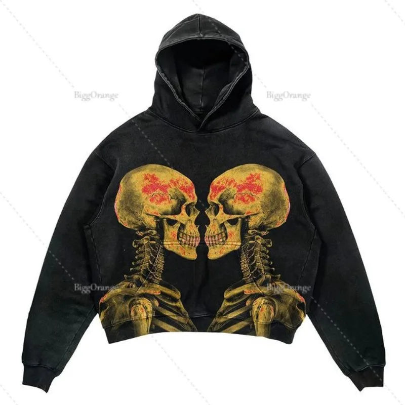 Print Street Hop Retro Oversized Hoodies Y2k Fashion Loose Gothic Sweatshirt Unisex Harajuku Hoodies Autumn Clothes
