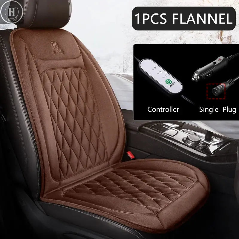 12V Heated Car Seat Cushion Cloth/Flannel Car Seat Heater Winter Warmer Seat Heating Car Accessories Heating Pads Set Universal HALALZEN