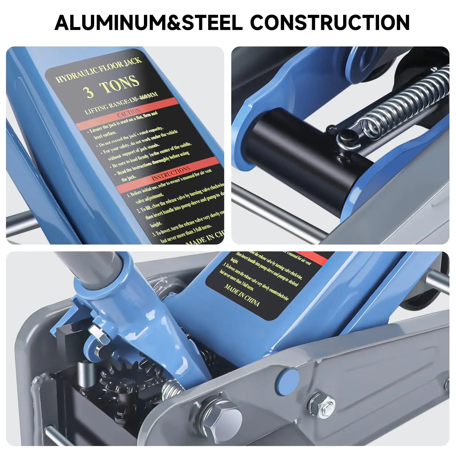 AIRAJ 2-3 Ton Jack Made of Durable Aluminium Steel with Wheels for Secure Lifting Hydraulic Jack with A Range of 5.31" to 18.11"