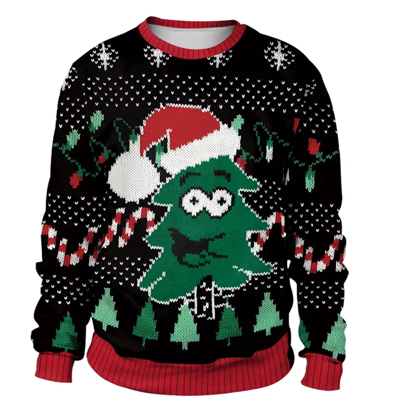 Ugly Christmas Fake sweaterr Unisex Men Women For Holidays Santa Cat Elf Christmas Funny Fake Hair Sweater Autumn Winter Blouses