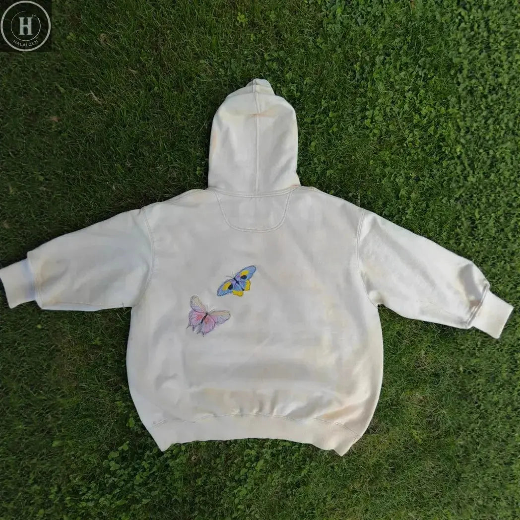 Retro American ey  Print Floral Pattern Hoodie Women's Faionable Sweatirt Simple Design Spring Summer Top HALALZEN