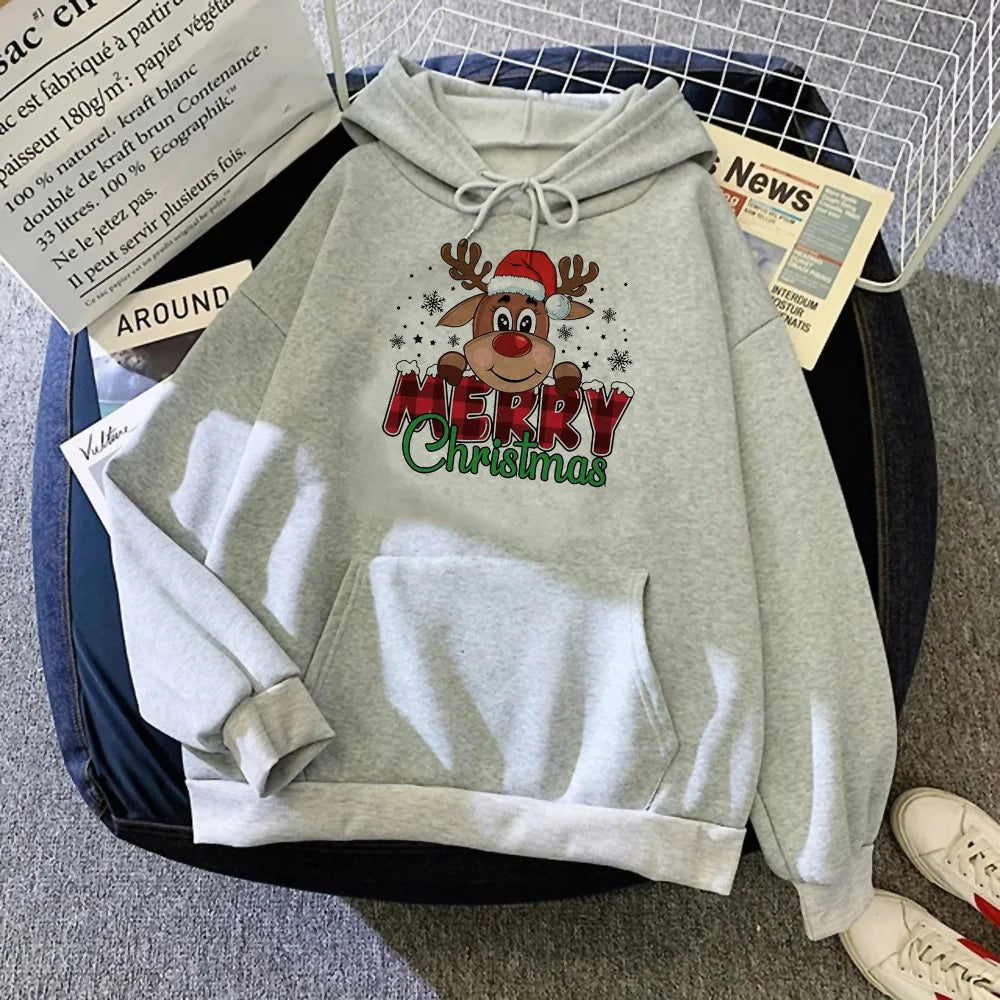 Christmas hoodie graphic funny harajuku kawaii pattern Japanese women pullover comfortable anime soft fabric Japanese