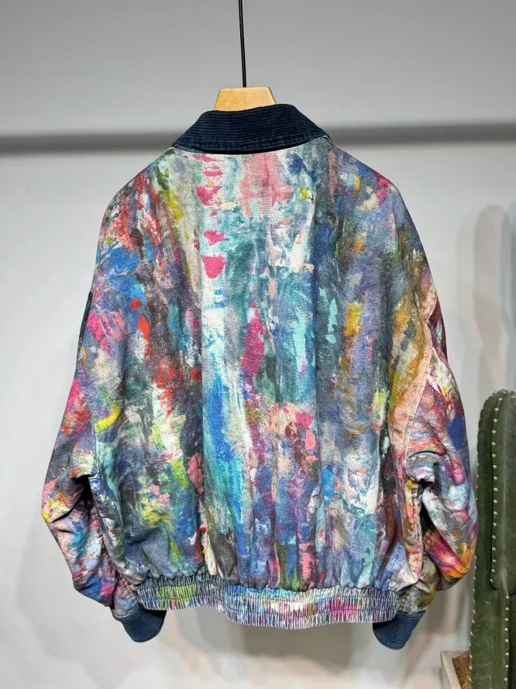 Fashion Hip Hop Mesn Camouflage Denim Jacket Patchwork Lapel Loose Fit Personality Spring Street Long Sleeve Casual Coat Male